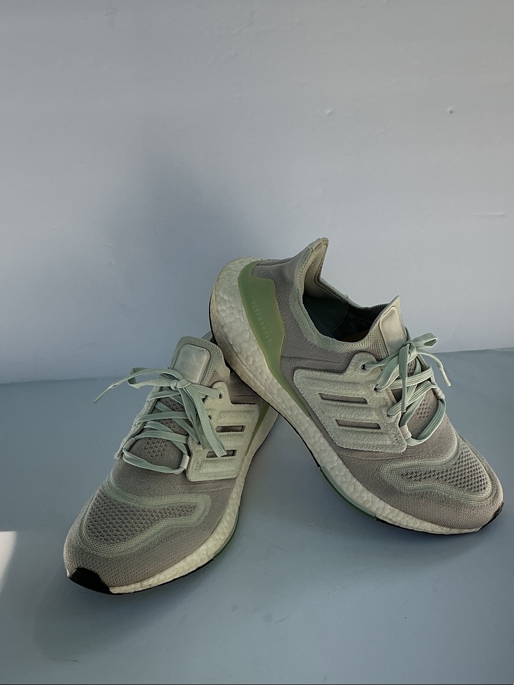 adidas Men's Mint Green and Light Gray Running Shoes